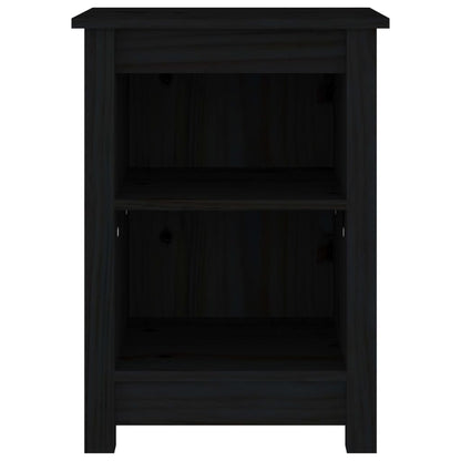 Mesitas De Noche 2 Uds Madera Maciza De Pino Negro 40x35x55 Cm_2