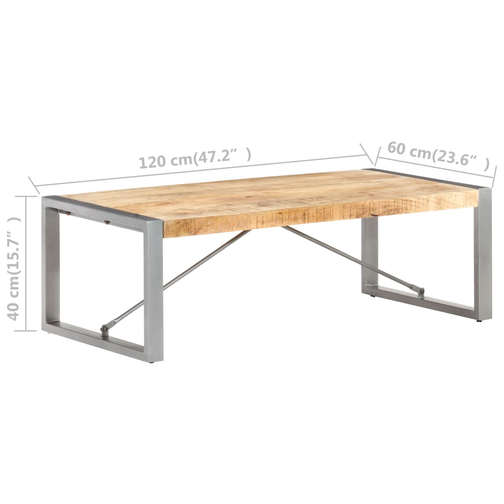 Mesa De Centro Madera De Mango Rugosa 120x60x40 Cm_4