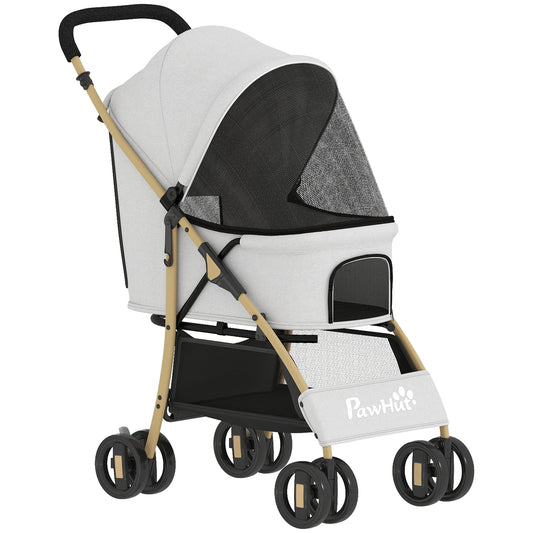 Pawhut Carrito Para Perros Plegable Con 2 Puertas 80x44,5x97 Cm Gris Claro_0