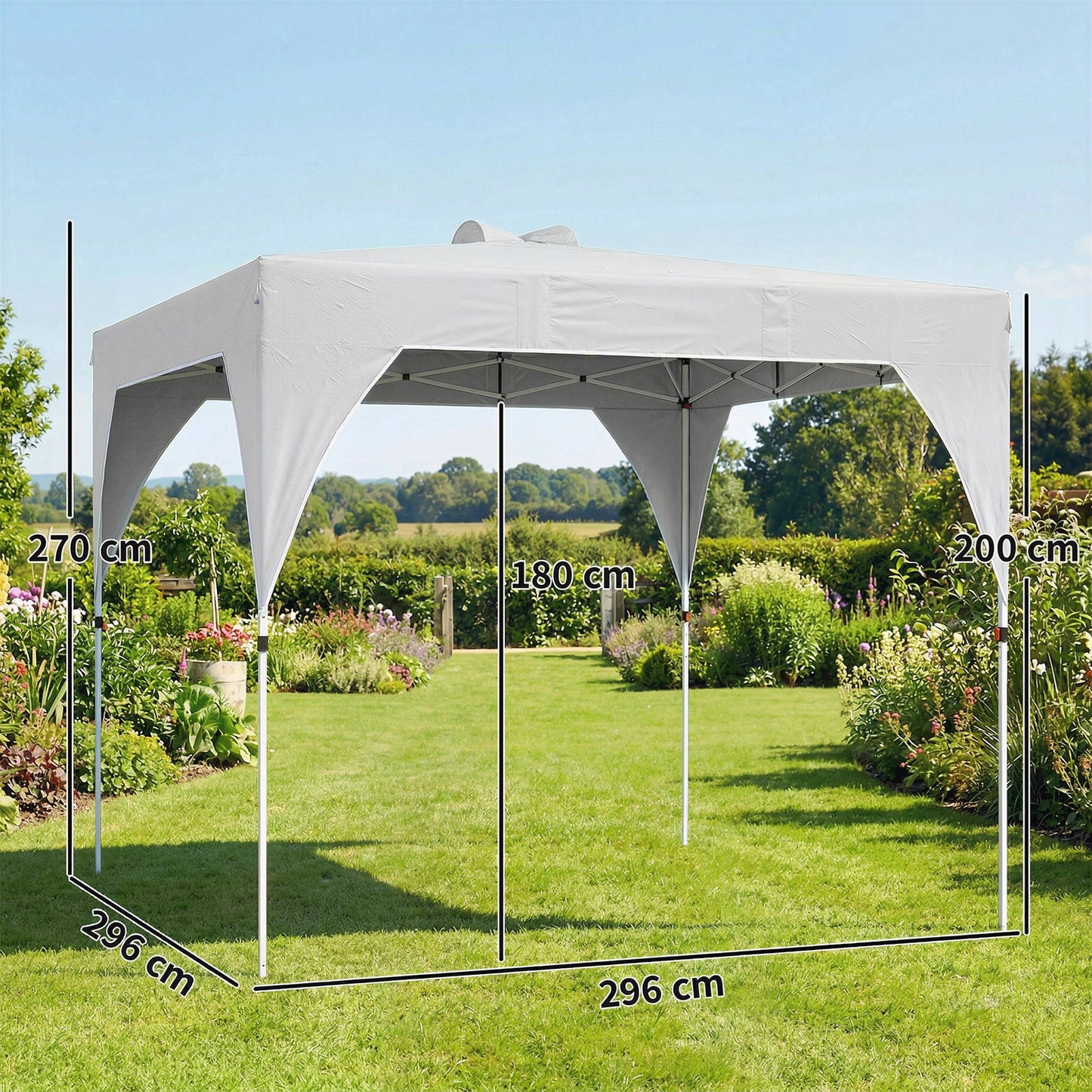 Outsunny Carpa Plegable Pop-up 3x3 M Con Bloqueo Central Altura Ajustable_2