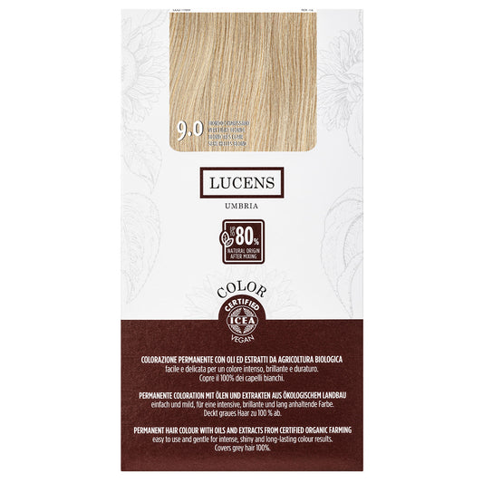 Lucens - Coloración Permanente 9.0 Rubio Muy Claro, Tinte Para El Cabello Con Alto Porcentaje De Ingredientes Naturales_0