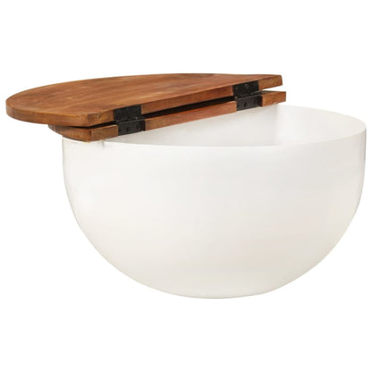 Mesa De Centro De Madera Maciza Reciclada Blanca 50x27 Cm_1