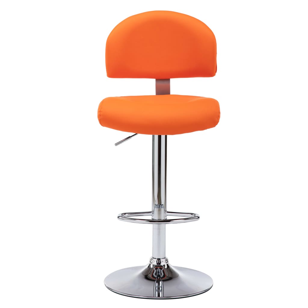 Taburete De Cocina De Cuero Sintético Naranja_0