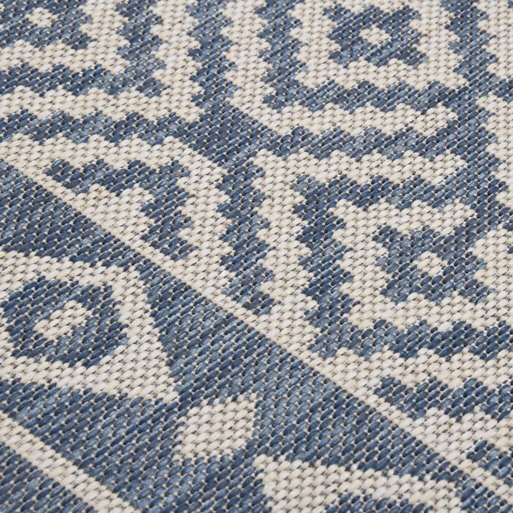 Vidaxl Alfombra De Exterior De Tejido Plano Rayas Azules 80x150 Cm_4