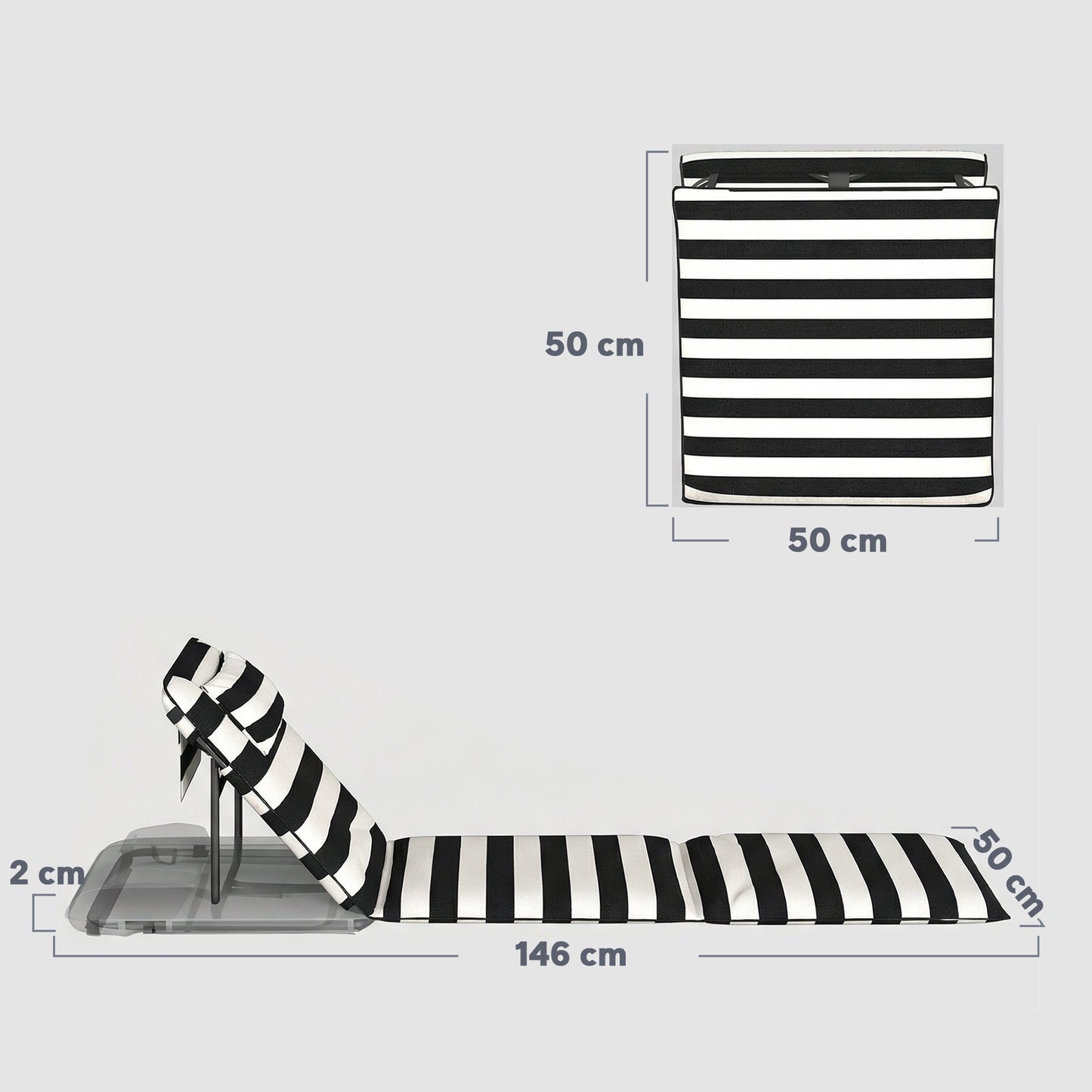 Outsunny 2 Esterillas De Playa Plegable Con Respaldo Ajustable Gris Y Blanco_2