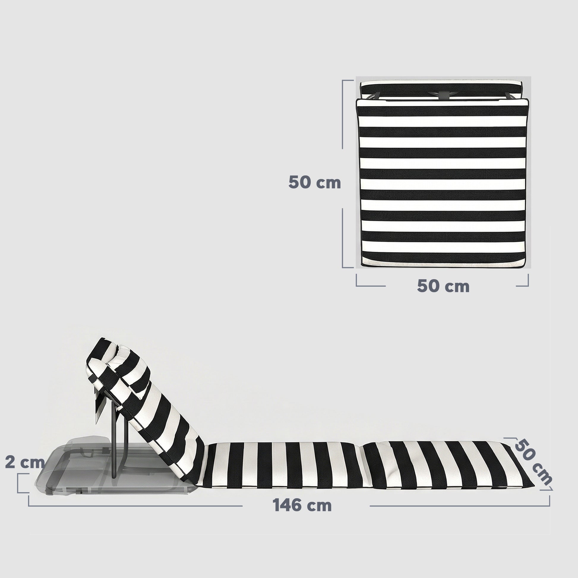Outsunny 2 Esterillas De Playa Plegable Con Respaldo Ajustable Gris Y Blanco_2