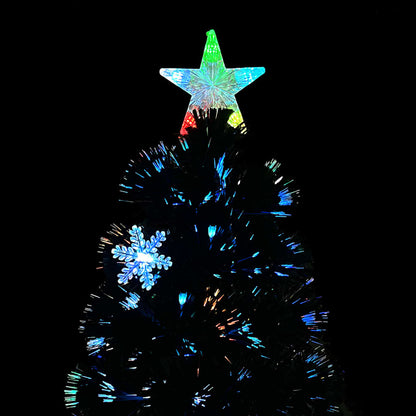 Vidaxl Árbol De Navidad Copos De Nieve Led Fibra Óptica Negro 120 Cm_3
