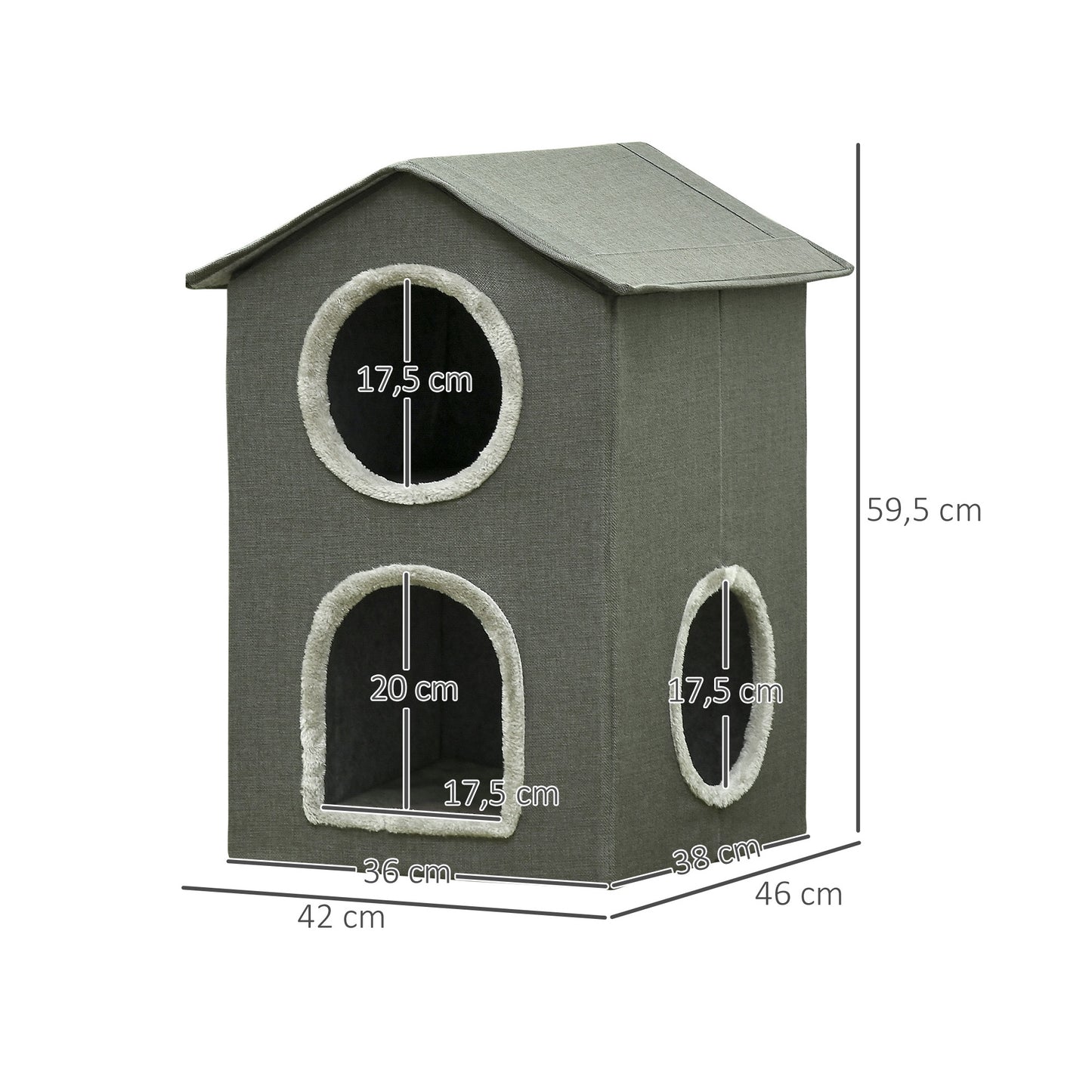 Pawhut Casa Para Gatos De 2 Niveles Con Cojines Lavables 42x46x59,5 Cm Gris_2