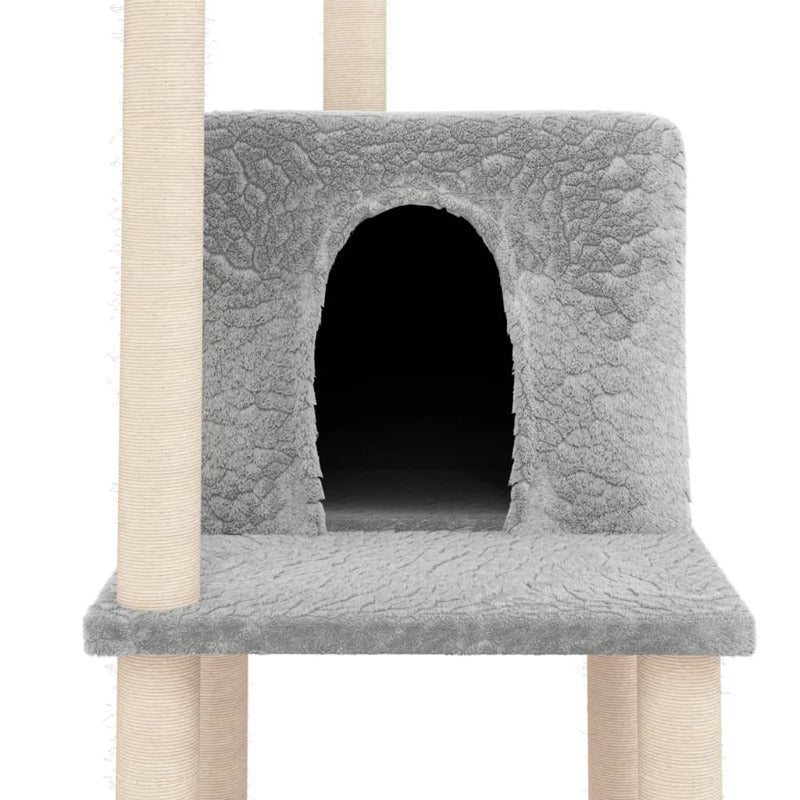 Vidaxl Rascador Para Gatos Con Postes De Sisal Gris Claro 144,5 Cm_5