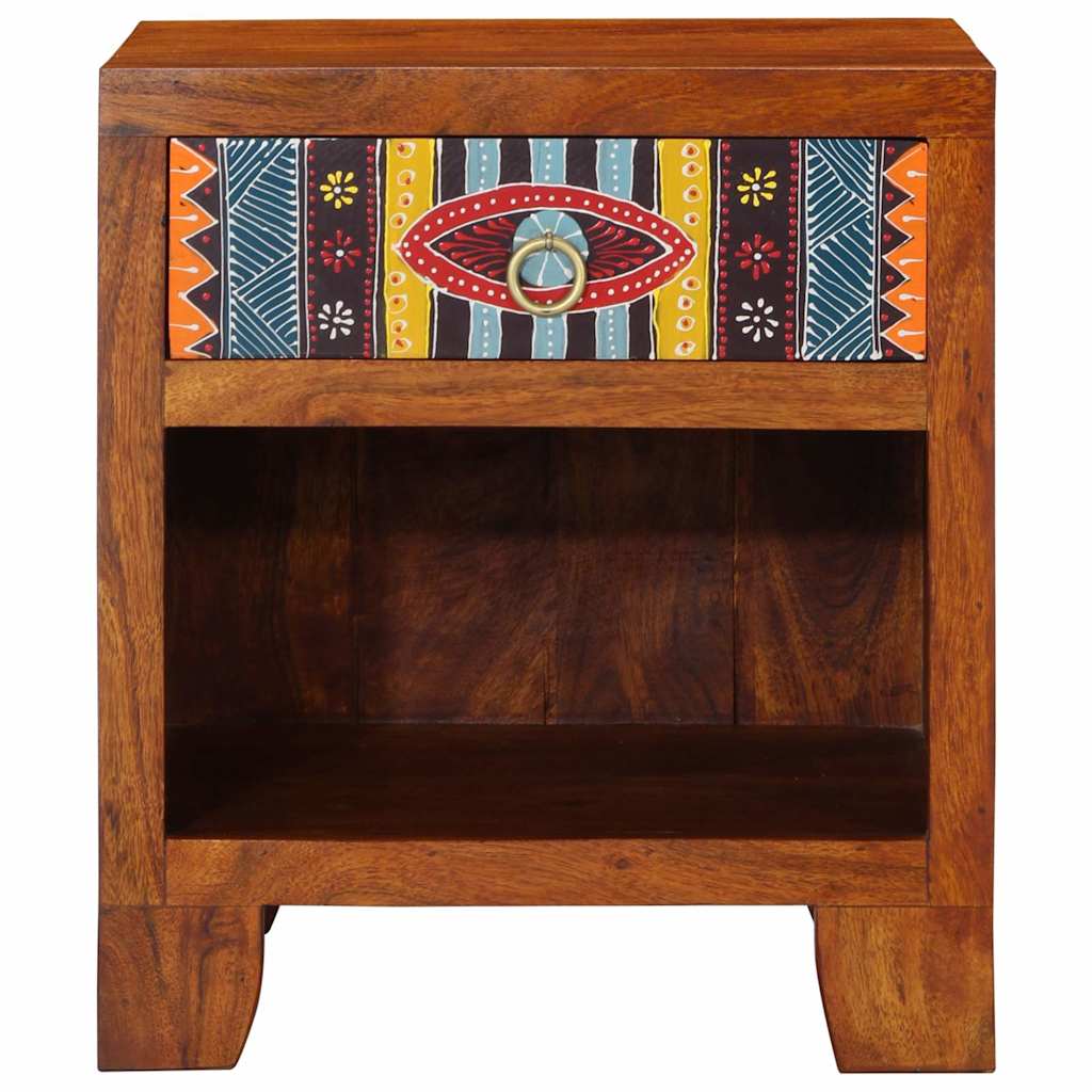 Mesita De Noche 40x35x45 Cm Madera Maciza De Acacia_0