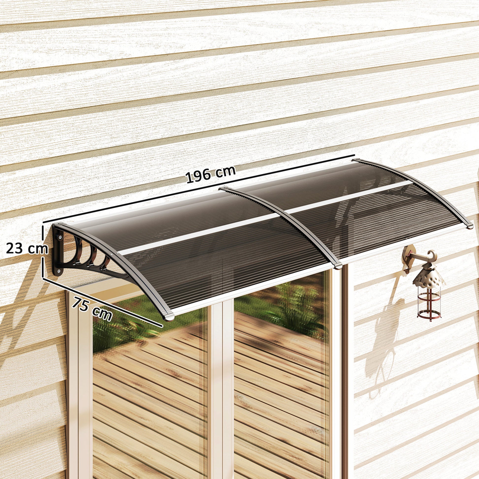 Outsunny Marquesina Exterior Para Puertas Y Ventanas 196x75 Cm Negro_2