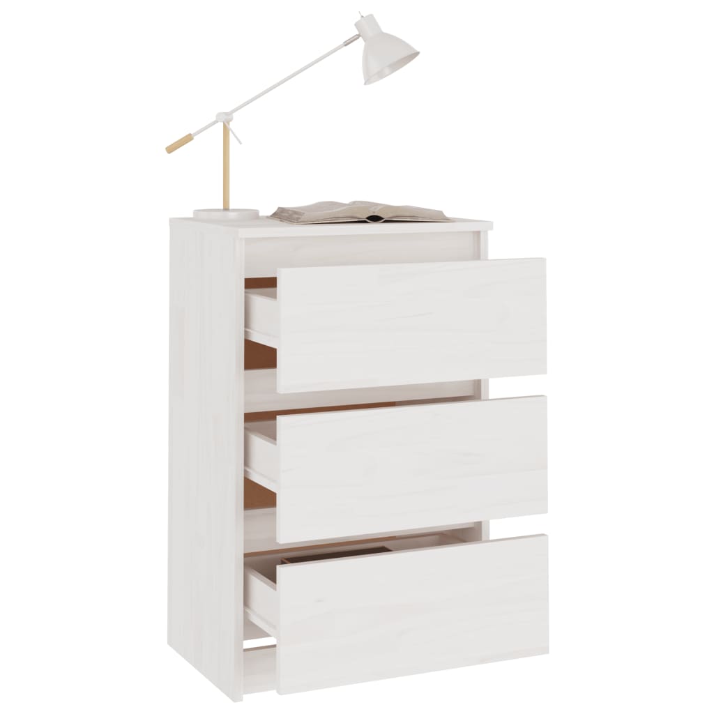 Mesitas De Noche 2 Uds Madera Maciza Pino Blanco 40x29,5x64 Cm_1