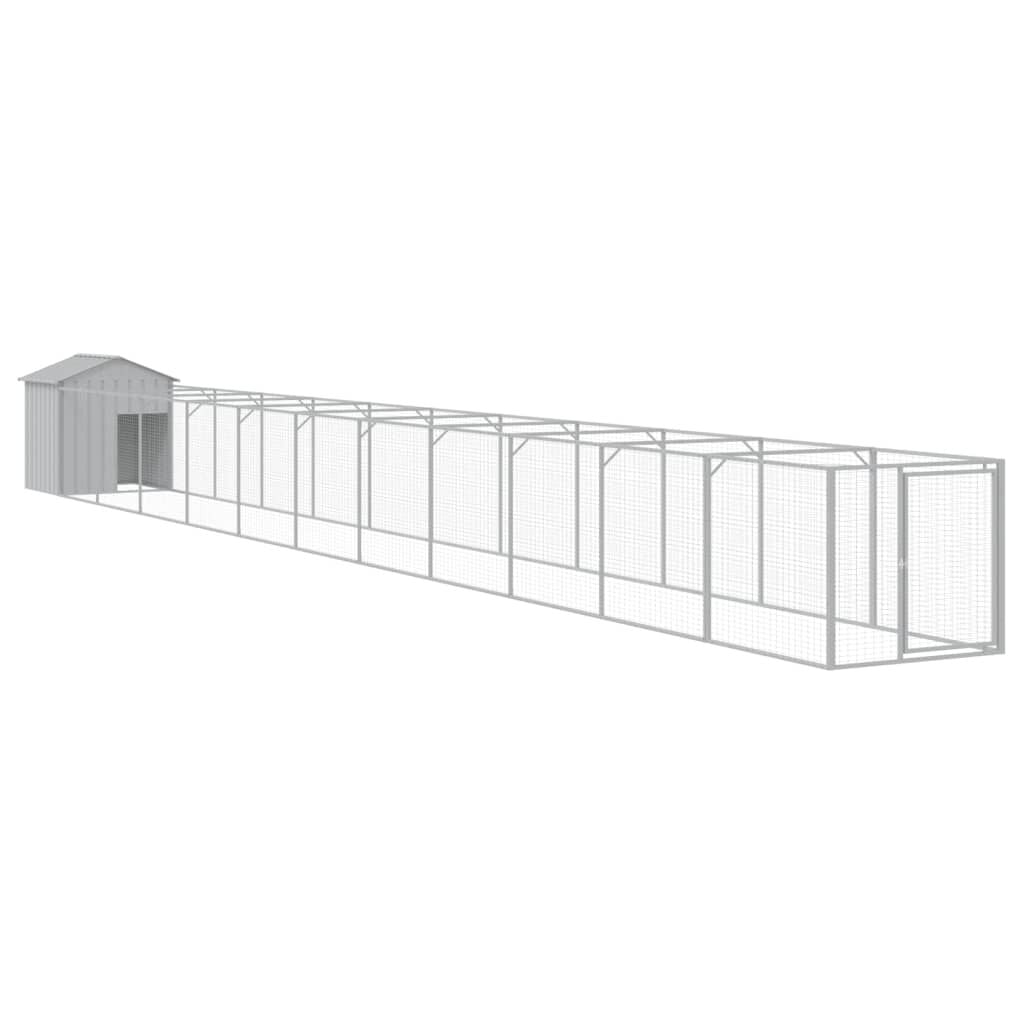 Vidaxl Caseta Perro Tejado Acero Galvanizado Gris Claro 117x1221x123cm_0