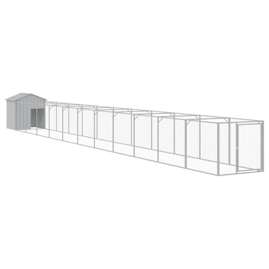 Vidaxl Caseta Perro Tejado Acero Galvanizado Gris Claro 117x1221x123cm_0