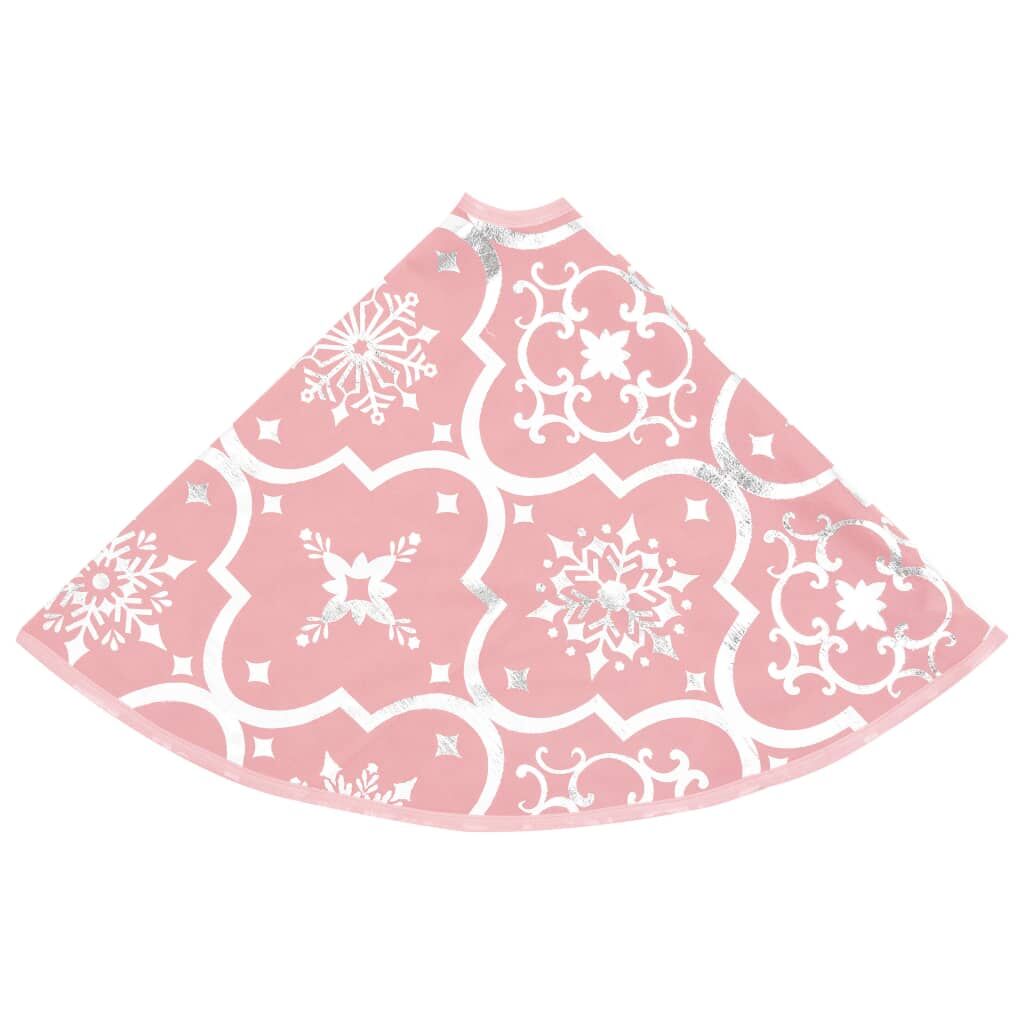 Vidaxl Falda Del Árbol De Navidad De Lujo Con Calcetín Tela Rosa 122cm_4
