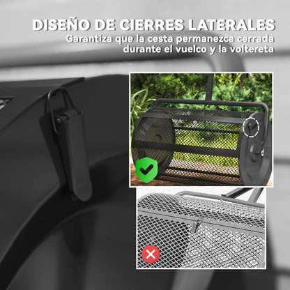 Outsunny Esparcidor De Compost 75l 70x40x112 Cm Con Asa Ajustable Y Cesto_4