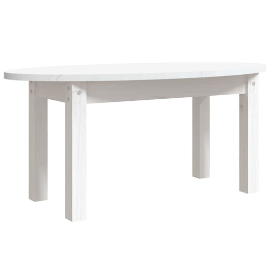 Mesa De Centro De Madera Maciza De Pino Blanco 80x40x35 Cm_0