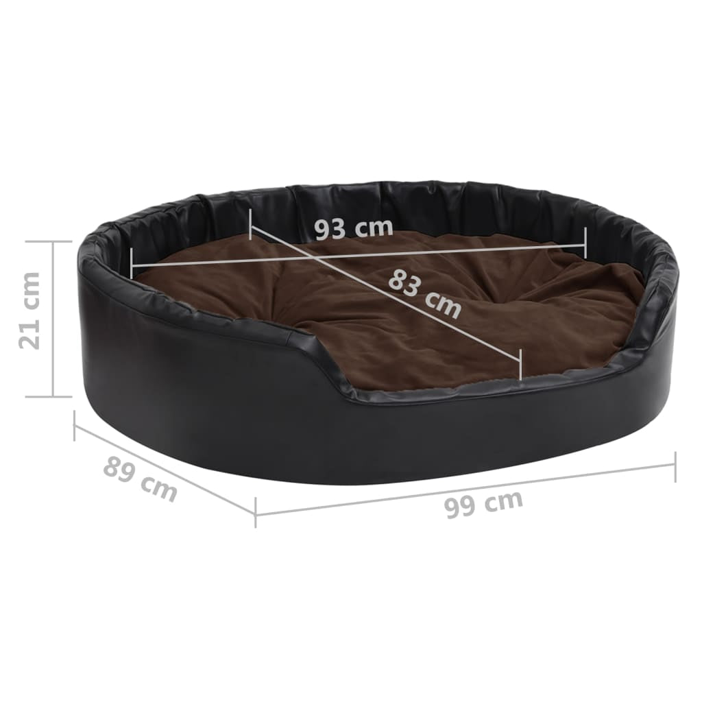 Vidaxl Cama De Perros Felpa Y Cuero Sintético Negro Marrón 99x89x21 Cm_2