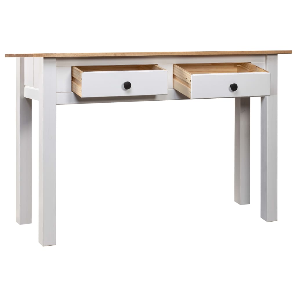Mesa Consola Madera Maciza Pino Panamá Blanco 110x40x72cm_1