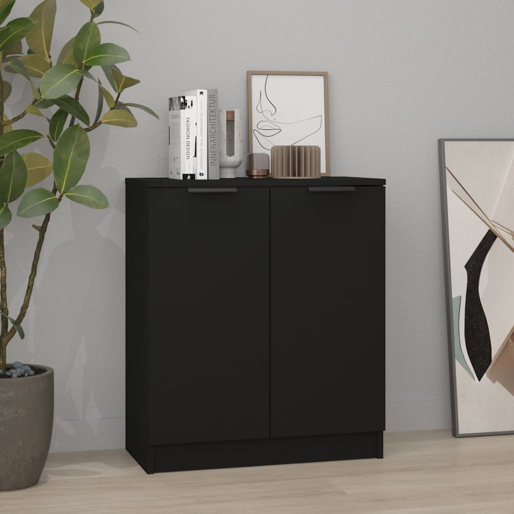 Aparador De Madera Contrachapada Negro 60x30x70 Cm / Vetonek_2