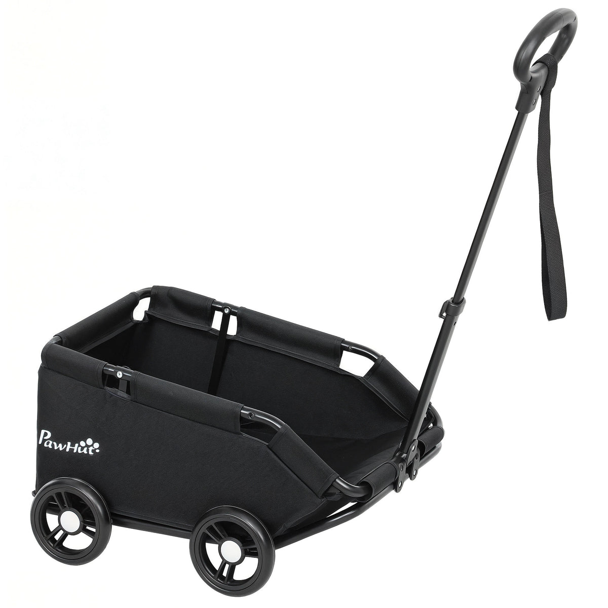Pawhut Carrito Para Perros Plegable Con Mango Ajustable Diseño Abierto Negro_0