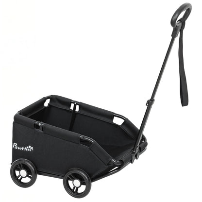Pawhut Carrito Para Perros Plegable Con Mango Ajustable Diseño Abierto Negro_0