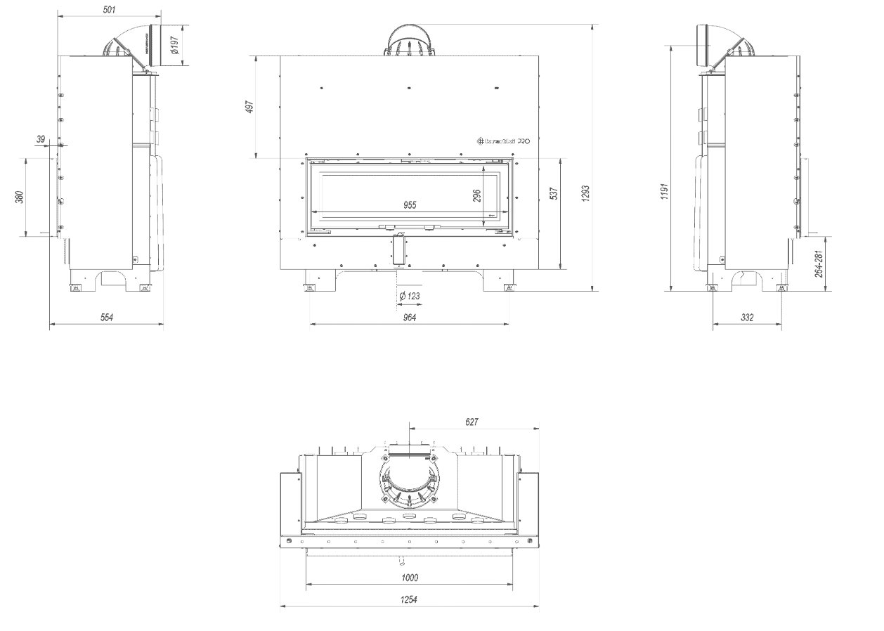Bricosol Chimenea De Leña De Acero Mb100 14 Kw Ø 200 Puerta Elevable_4