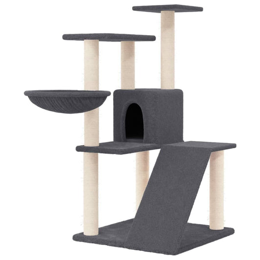Vidaxl Rascador Para Gatos Con Postes De Sisal Gris Oscuro 94 Cm_0