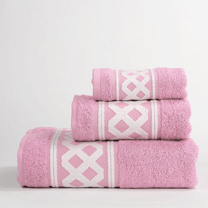 Juego De 3 Toallas De Baño De Algodón De Rizo 450 Gr/m2, De 50x30; 100x50; 150x100 Cm., Color Rosa Claro_5