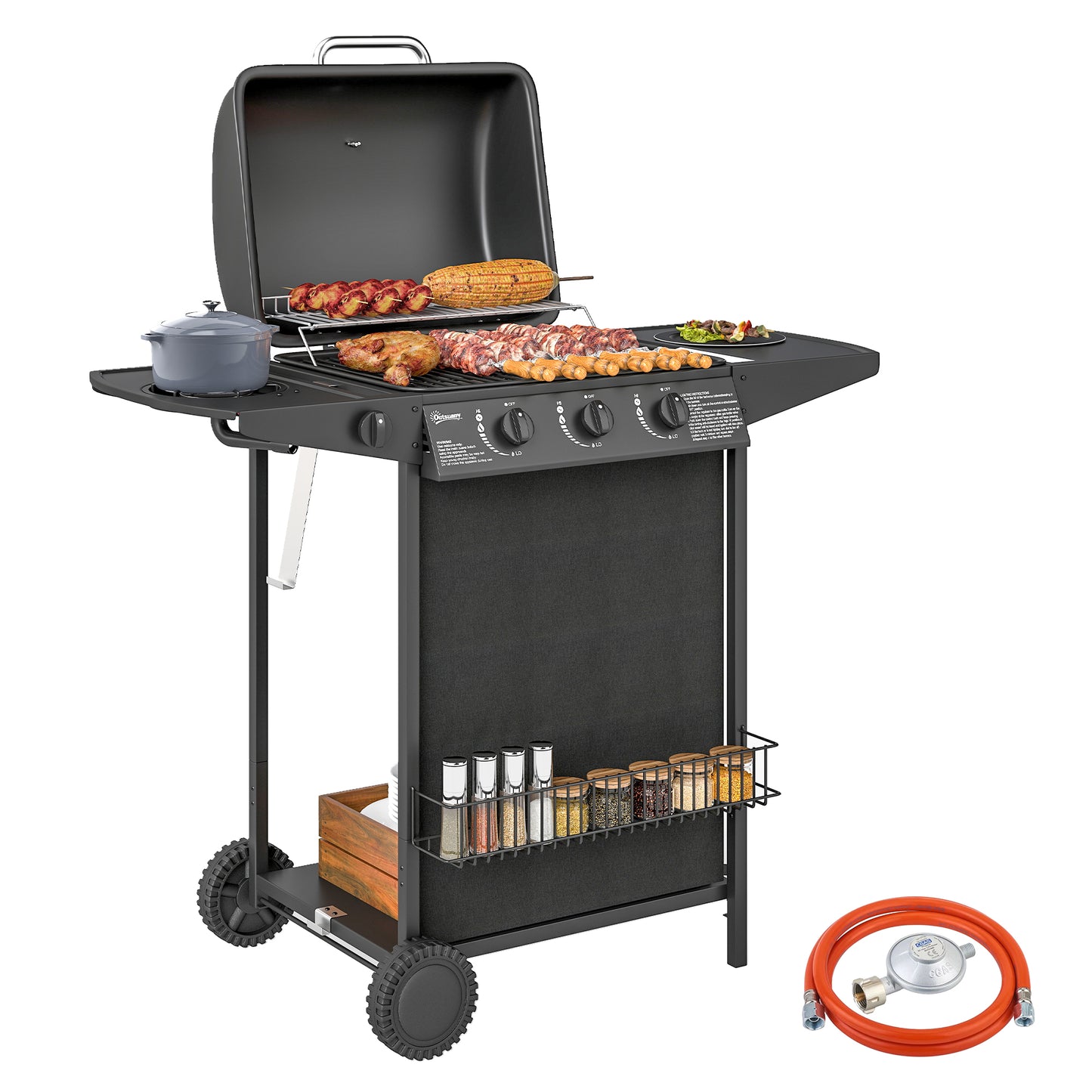 Outsunny Barbacoa De Gas Bbq Gas Con 3+1 Quemadores 9_0