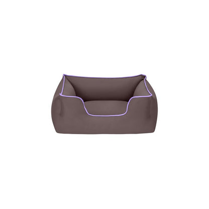 Cama Rectangular Confortable Impermeable Para Perro Wuapu Begur 80x65 Cm Marrón Con Detalle Lavanda_0