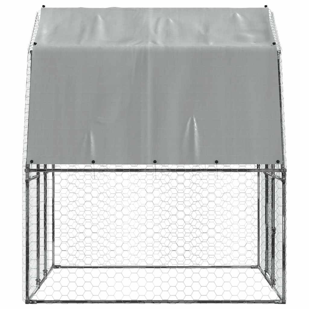 Vidaxl Gallinero Con Techo Y Puerta Acero Galvanizado Plateado_4
