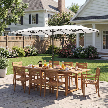 Outsunny Sombrilla Doble 4,6x2,6 M Con Protección Uv50+ Y Manivela Blanco_3