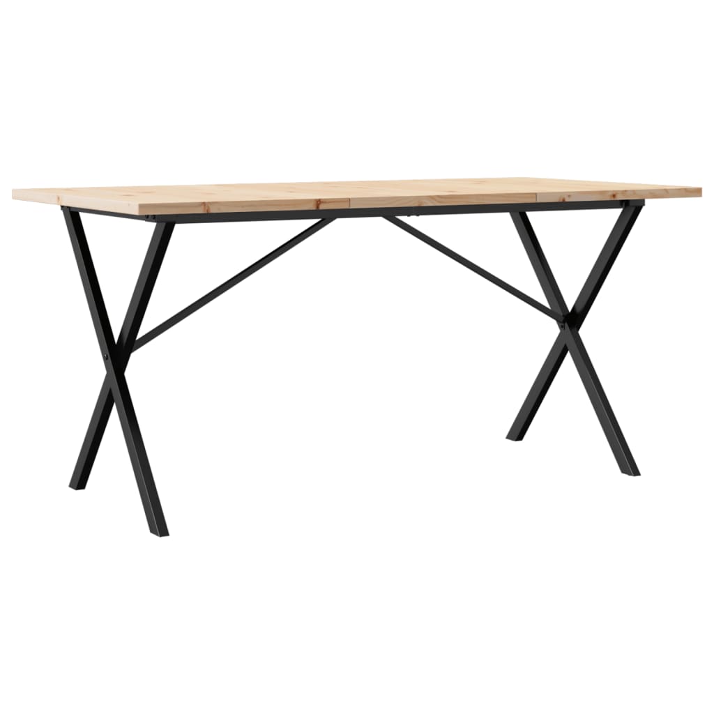 Mesa De Comedor Marco X Madera Maciza Pino Acero 140x80x75,5 Cm_0