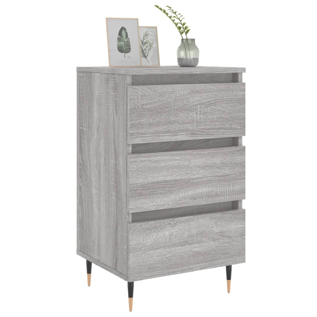 Mesita De Noche 2 Uds Madera Ingeniería Gris Sonoma 40x35x69 Cm_1