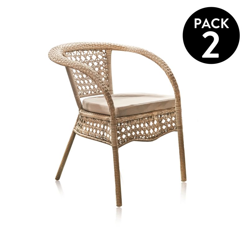 Pack 2 Sillas De Exterior Ikia Rattán, Rattan, 67 X 77,5 X 65_0