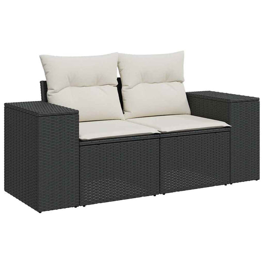 Set De Muebles De Jardín 5 Pzas Y Cojines Ratán Sintético Negro / Vetonek_2