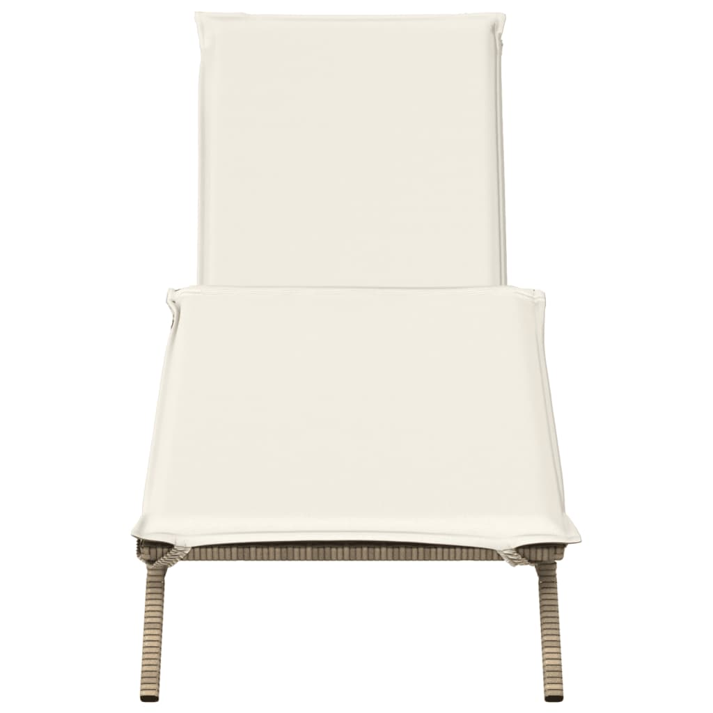 Tumbona Con Cojín Ratán Sintético Beige / Vetonek_5