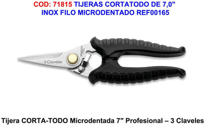 Tijera Cortatodo 3cl 7 Mango Aislante Profesional. Microdentada. 7-17,5cms._2