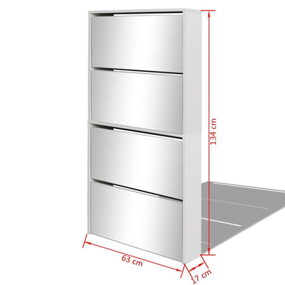 Vidaxl Mueble Zapatero 4 Compartimentos Espejo Blanco 63x17x134 Cm_2