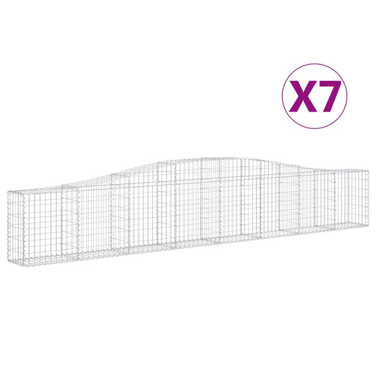 Cestas De Gaviones 7 Uds Forma De Arco Hierro 400x30x60/80 Cm_0