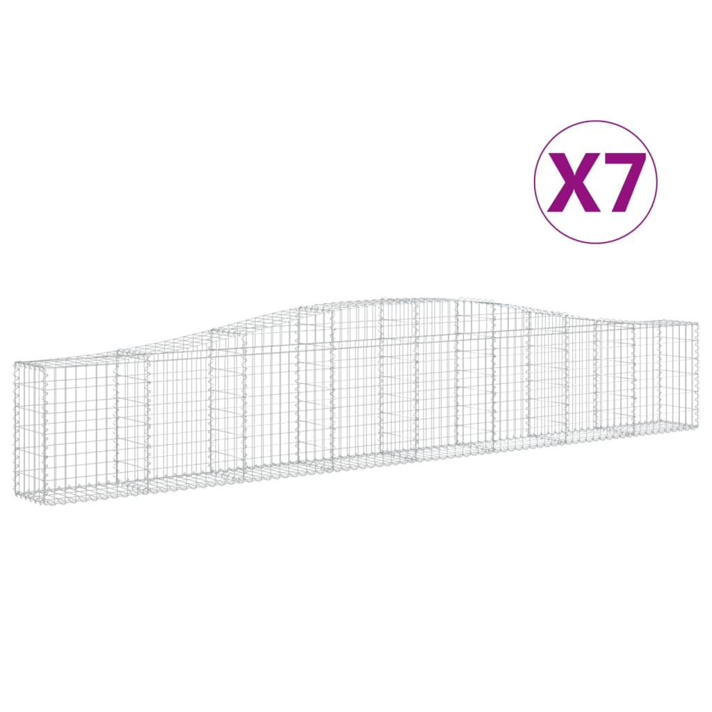 Cestas De Gaviones 7 Uds Forma De Arco Hierro 400x30x60/80 Cm_0