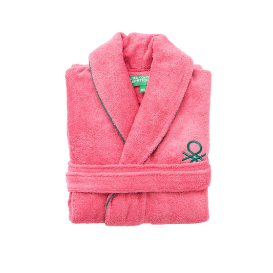 Albornoz M/l 420gsm 100% Algodon C/ Logo Bordado Rosa Core Benetton
