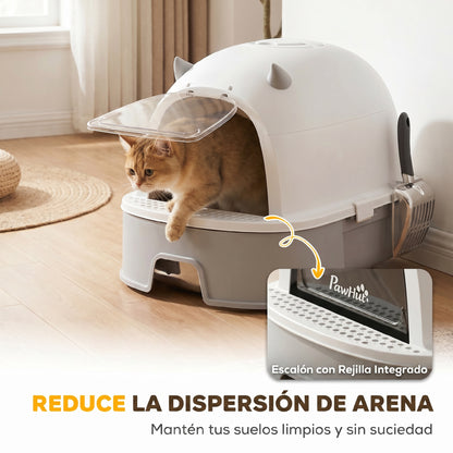 Pawhut Arenero Para Gatos L Con Tapa Extraíble Bandeja De Acero Inoxidable Gris_5