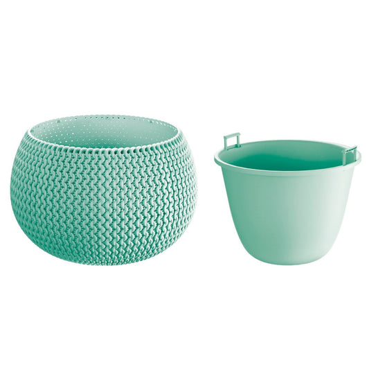 Maceta Redonda Con Deposito Splofy Bowl De Plastico En Color Salvia 23,9 (largo) X 23,9 (ancho) X 16,1 (altura) Cm_0