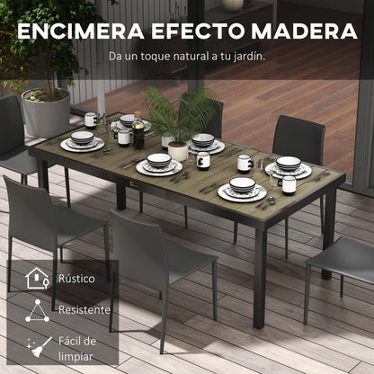 Outsunny Mesa De Comedor Exterior De Aluminio 190x90x74 Cm Natural Y Negro_3