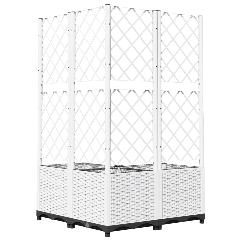 Jardinera Con Enrejado Pp Blanco 80x80x136 Cm_3