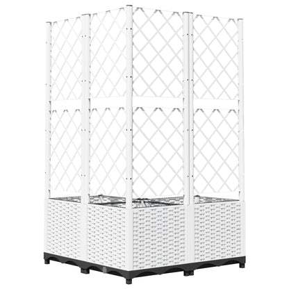 Jardinera Con Enrejado Pp Blanco 80x80x136 Cm_3
