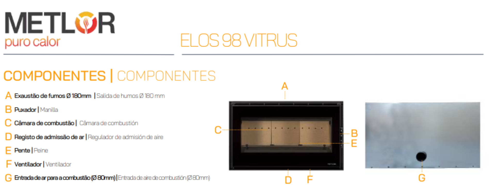 Insertables Con Ventilación A Leña Metlor Modelo Elos 98 Vitrus_4