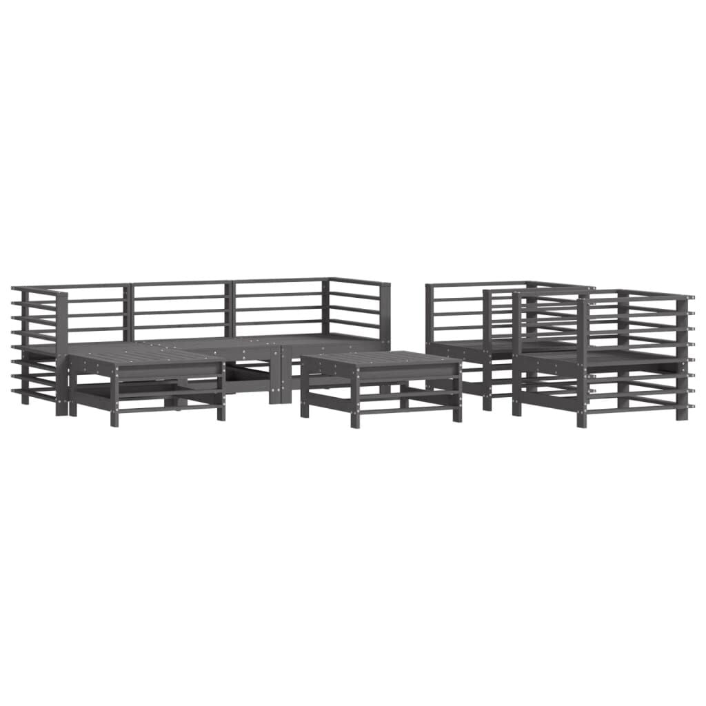 Vidaxl Juego De Muebles De Jardín 7 Piezas Madera Maciza De Pino Gris_0